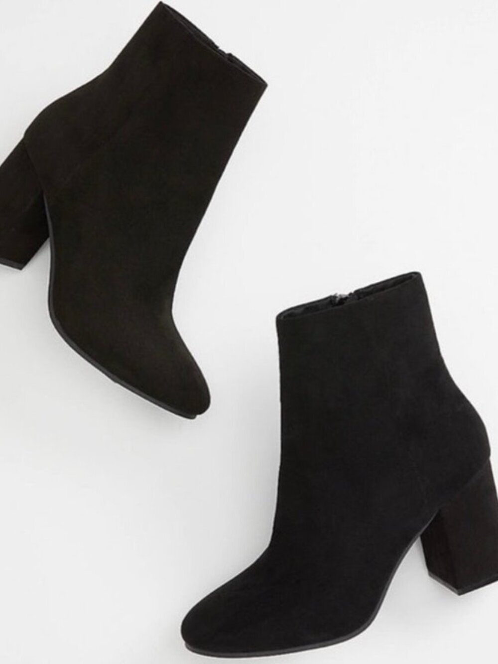 Quipid Black Faux Suede Ankle Booties Block Heel Women’s Size 8